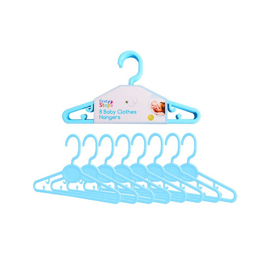 FIRST STEP BABY CLOTHES HANGERS BLUE 8 PACK